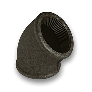 TSP&reg; 45&deg; Black FxF Elbow Malleable Pipe Fitting