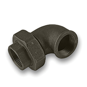 Black 90&deg; FxF Union Elbow Malleable Pipe Fitting