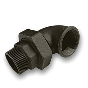 Black 90&deg; MxF Union Elbow Malleable Pipe Fitting